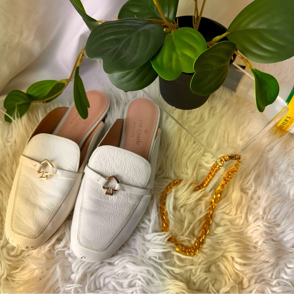 Kate Spade Colada White leather mules
